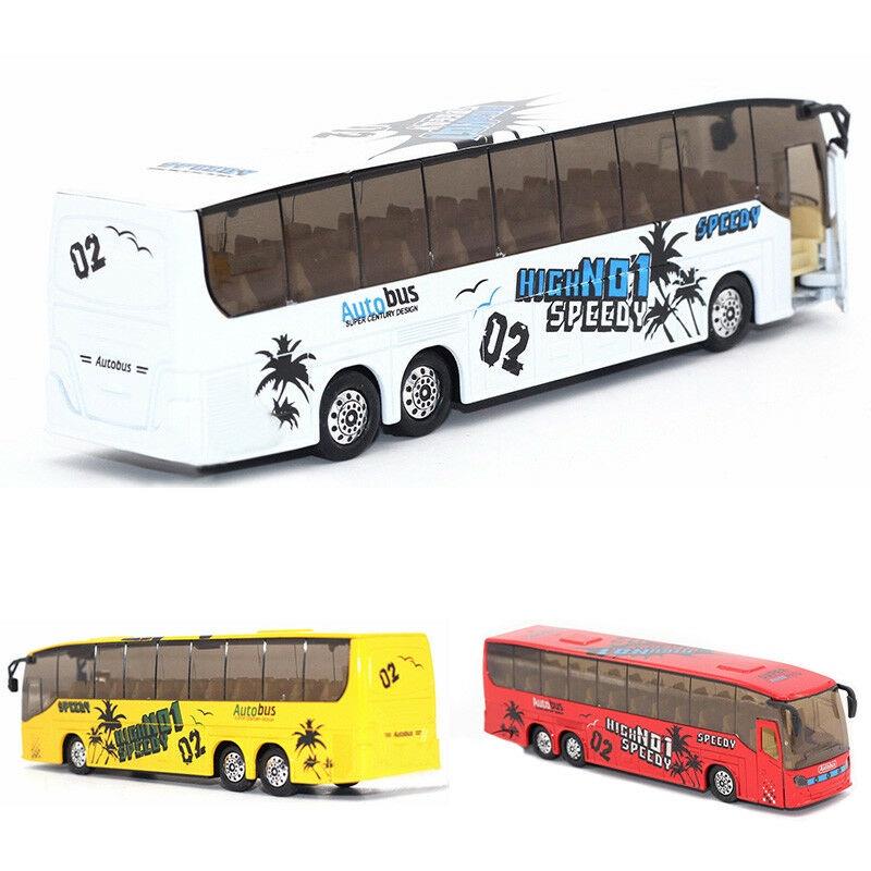 Exquisite 150 Diecast Metal Alloy Bus Toy For Kids With Openable Doors Music Light