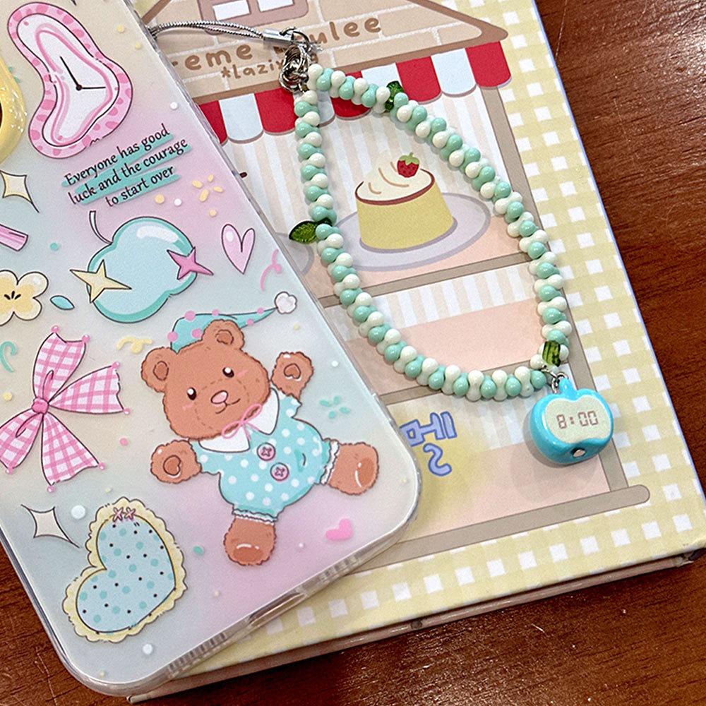 New Color blocked Bear Bow Suitable for Apple 16 Mobile Phone Case Small Fresh 15PROMAX Protective Case Korean 14