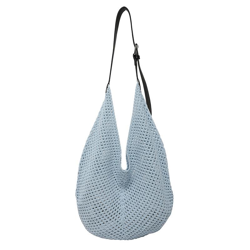 

2025 new Korean hollow woven bag women s tide fashion shoulder shopping bag large-capacity literary messenger bag синий