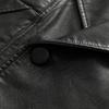 European & American Style Women's PU Leather Three-Button Jacket with Turn-Down Collar