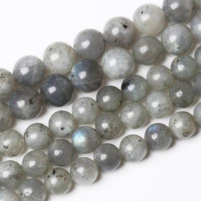 Grauer Labradorit Stein Natürlicher Mondstein Runde Perlen 15" Strang Glatte Lose Zwischenperlen 4/6/8/10/12mm für Schmuckherstellung DIY Armbänder Zubehör