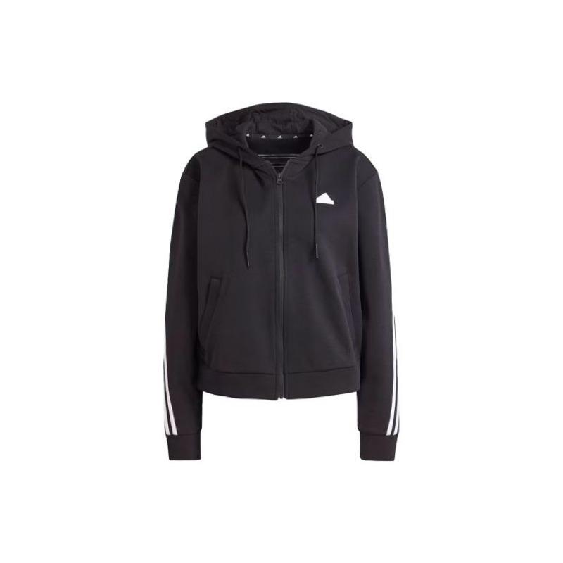 adidas Future Icons 3-Stripes Full Zip Hoodie Women Outerwear Black IN9475
