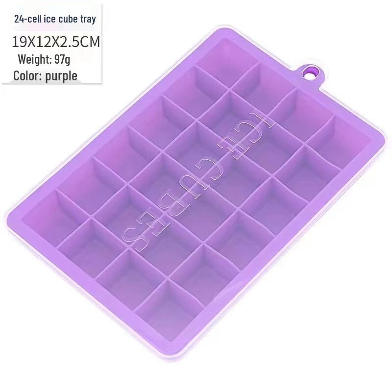 24-Grid Silicone Ice Cube Tray with Lid