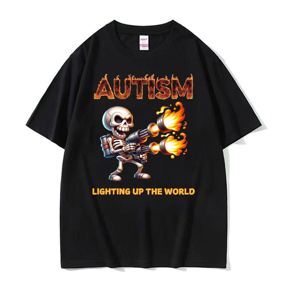 

Autistic Funny Skeleton Meme Graphic T Shirt Unisex Fashion Gothic Retro T Shirts Male O-Neck Short Sleeve T-shirt Unisex Tops S