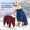 Haină groasă de fleece pentru câine, acoperire completă a corpului, cu patru picioare, pentru animale de companie active, activități în aer liber, rase, pijamale pentru casă