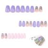 24 Pcs Short Ballerinas Press On Nail 3D Flowers False Nail Acrylic Nail Glossy Full Cover Stick on Nail for Woman