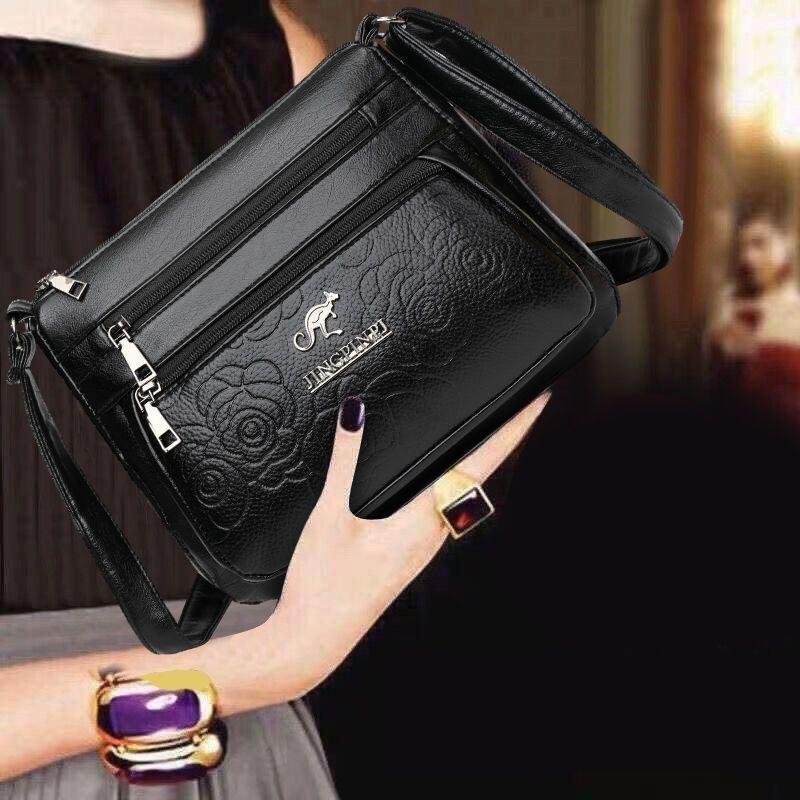 Pu Leather Middle Aged Womens Shoulder Bag With Zipper Pocket For Daily Use
