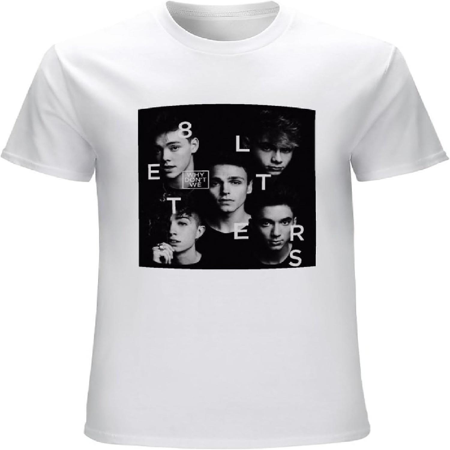 SHILEHUA Why Don’t We Band Shirt Men’s Large 8 Letters Album Pop Rock Concert Tour T-Shirt White S