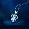 Ocean Heart Blue Crystal Topaz Pendant Necklace - 925 Silver Plated Sapphire Heart Choker