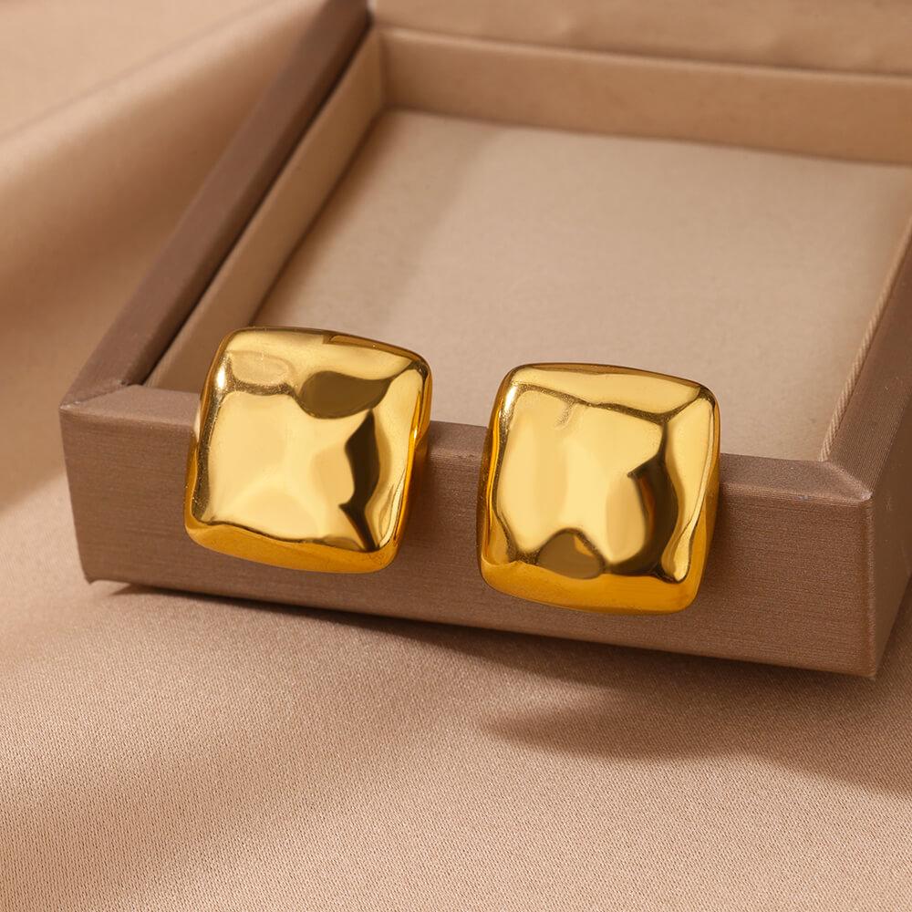Stainless Steel Square Earrings For Women Gold Color Vintage Geometric Stud Piercing Earring New Party Wedding Jewelry Gift
