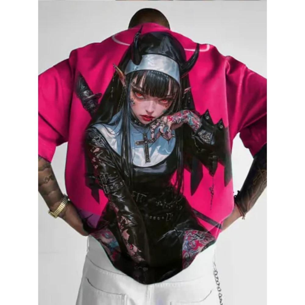 Men s anime character T-shirt 3D loose casual short sleeved top, brother 2XS