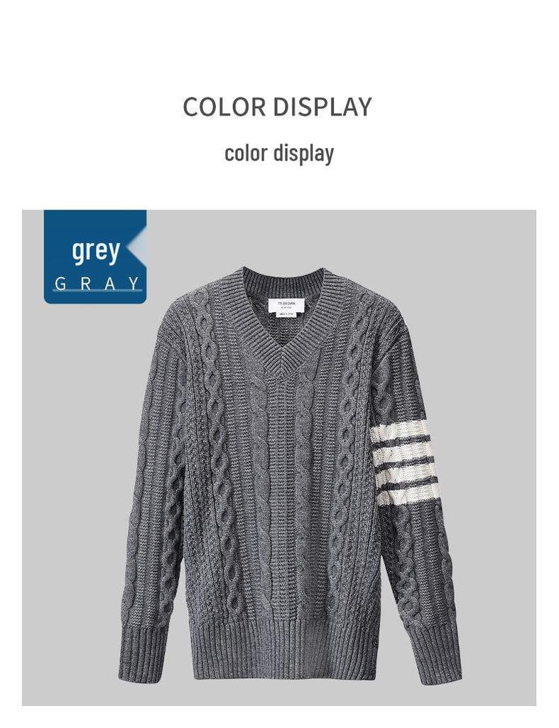 TB Browin Unisex V-Ausschnitt Wollpullover - Koreanischer Stil Lässige Strickware