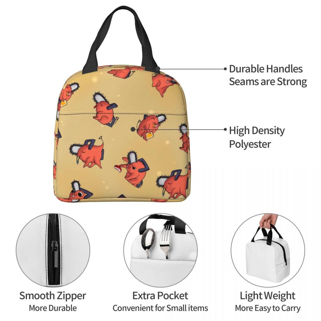 Kawaii Pochitas Thermal Insulated Lunch Bags for Work Portable Food Bag Cooler Thermal Lunch Box