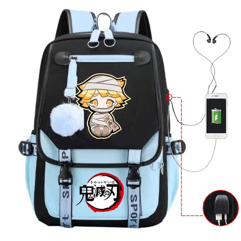 Ghost Annihilation Blade Grade 3-6 Junior High School Student High School Student School Bag Strap USB Multifunctional Backpack