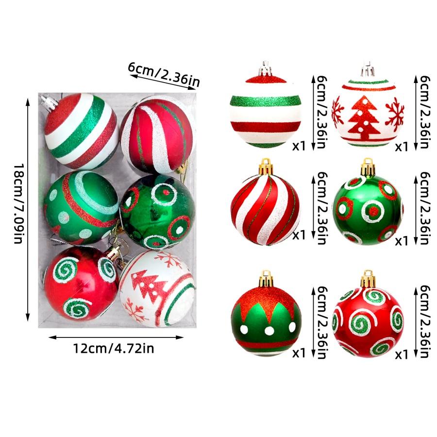 

Набор из 6 шт. Рождественские шары Украшения Витрина магазина Вечеринка Подвески Расписные пластиковые шары Обеденный стол Подарок 6cm