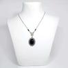 Collana Pendente Vittoriana Gotica Argentata a Rete Ovale con Agata Nera Naturale per Uomini Donne Halloween Gioielli Romantici da Strega