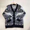 European & American Style Color Block Knitted Cardigan - Women's Mid-Length Autumn/Winter Sweater Coat