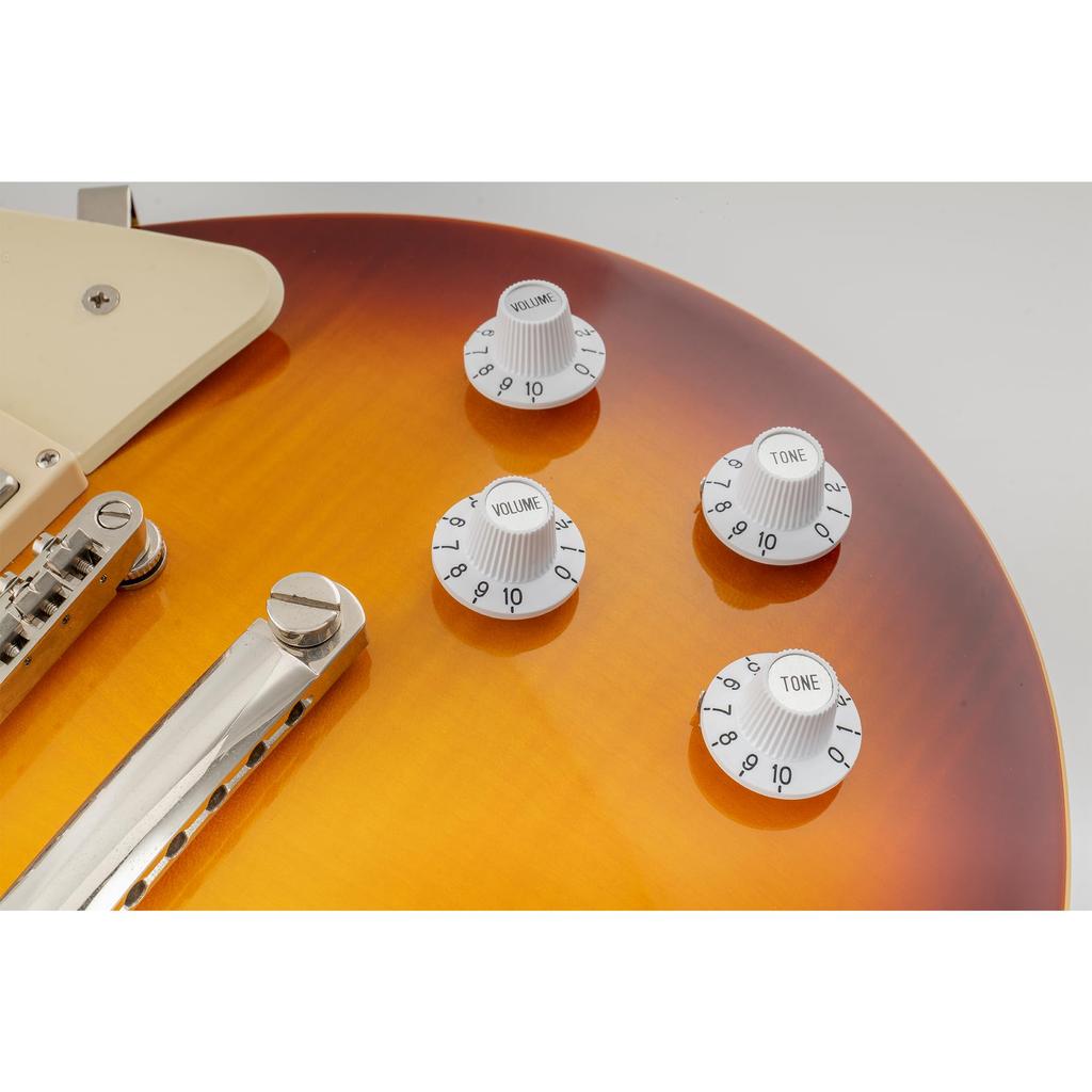 Musiclily Pro Top Hat Sombrero Inch for Volume and Tone Controls of Electric White 2 TONE Knob, Knob, Standard, Guitar/Bass Amplifiers, (2 VOL. + Set)