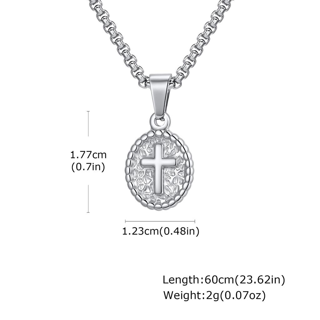 Edelstahl Kreuz Halskette für Männer Frauen, Trendige Ovale Anhänger Halskette, Religiöser Glaube Gebet Schmuck Unisex