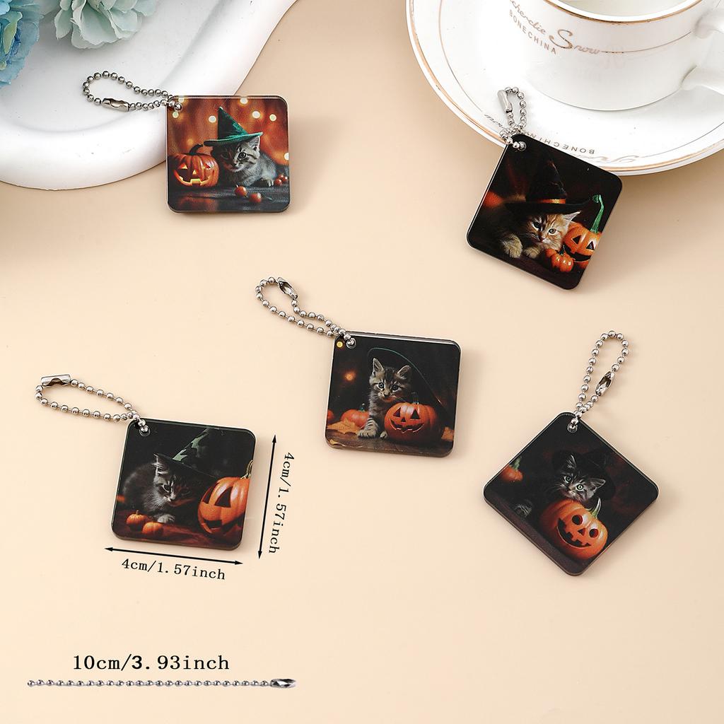 Acrylic Halloween Keychain Pumpkin Light Pendant Cartoon Cute Cat Accessory Pet Accessory Keychain