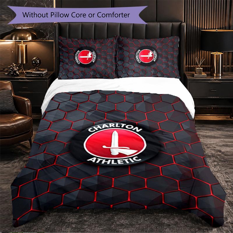 Biancheria da letto a tema Charlton Athletic FC Set 3 Pezzi Copripiumino Biancheria da letto Decorativa Per Camera Adolescenti Decorazione Casa