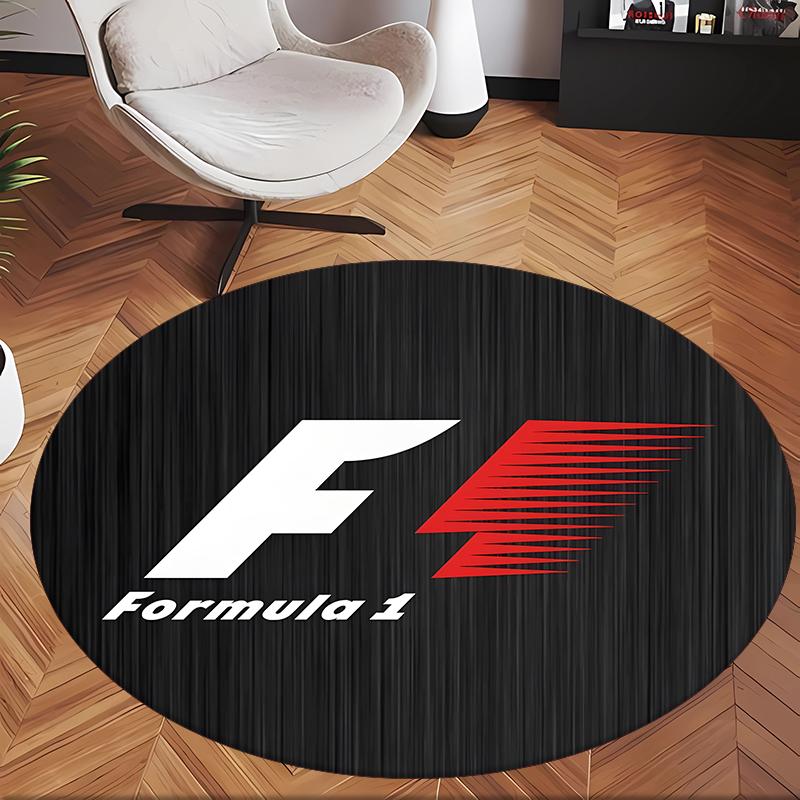 Formula 1 (1) Round Office Rug Decorative Floor Rug for Office Bedroom Living Room and Home Space