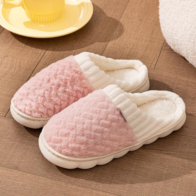 

Cotton slippers men s autumn and winter new home indoor non-slip household thick-soled plush cotton shoes men s bag heel 36-37