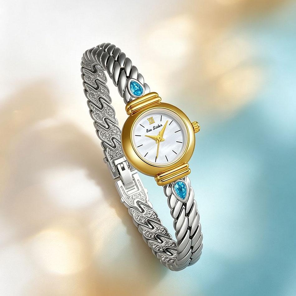 BS Bee Sister Ladies Watch French Style Elegant luxurious Oval Magenta Temperament Quartz Wristwatch Women's Wristwatch