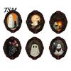 Strong Soft Magnet Fridge Accessories Halloween Wooden Refrigerator Magnets, Vintage Gothic Oval Frame Magnets with Witch Waterproof Party Supplies