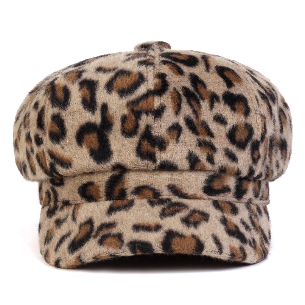 Beret School Old Vintage Autumn Spring Hat Newsboy Brand Latest Fresh Personality Print Leopard Plush Neutral Gender Women  Men For Hats Wild