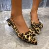 Fashion Big Bow Shallow High Heels Sandals for Lady Fashion Pointed Sexy Stiletto Leopard Print Summer Retro Party Luxury Shoes Woman