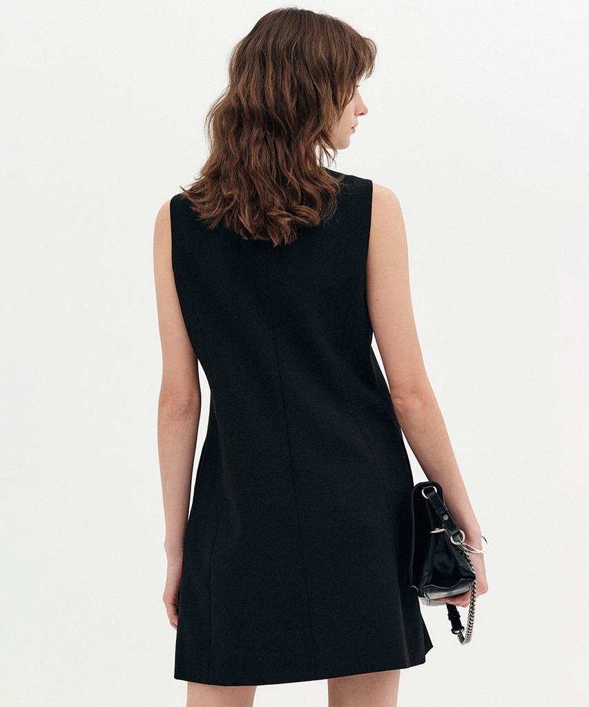 Lugkaeseuteu Erica Summer Wool Classic Mini Dress_Black