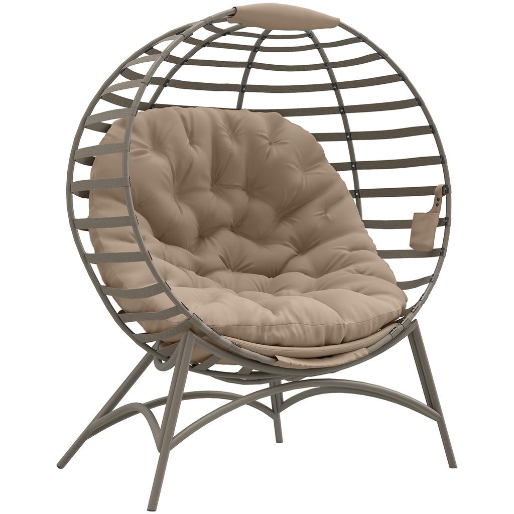 Egg Chair With Cushion And Side Pocket Sand