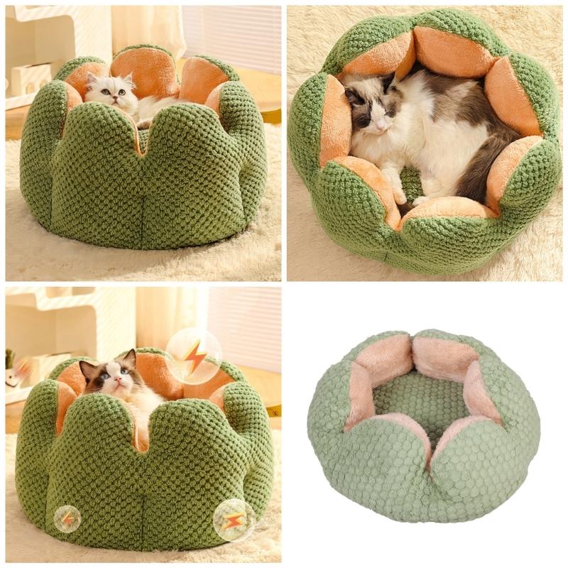 Dog Puppy Flower Bed Round Base Detachable Cushion Sofa for Small to Medium Pet Creative Pet Bed Cute Nest