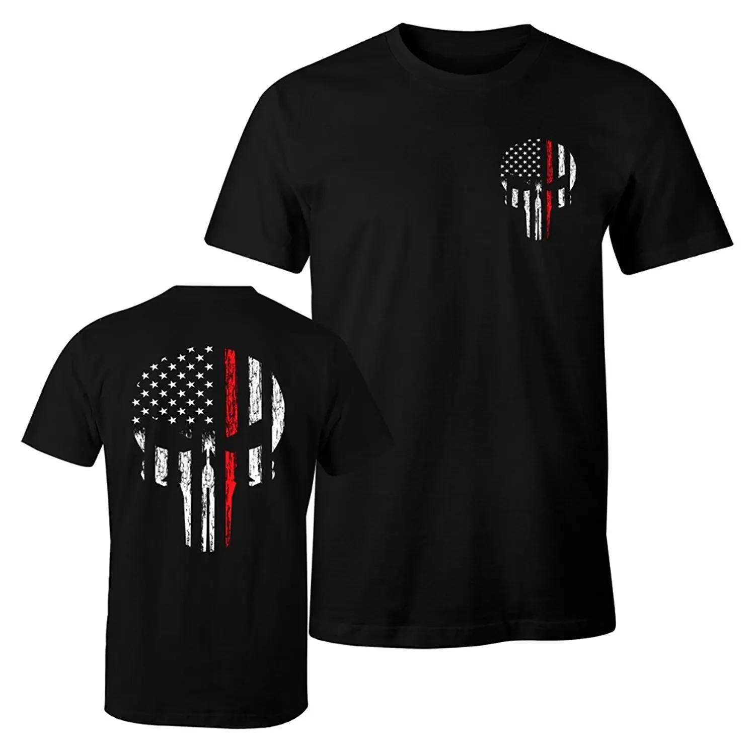 

Thin Red Line USA Flag Skull Firefighter TShirt 100 Cotton ONeck Summer Short Sleeve Casual Mens Tshirt Size S3XL S