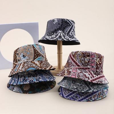 Spring Summer Retro Ethnic Bohemian Print Bucket Hat Travel Basin Hat Sun Visor Hat