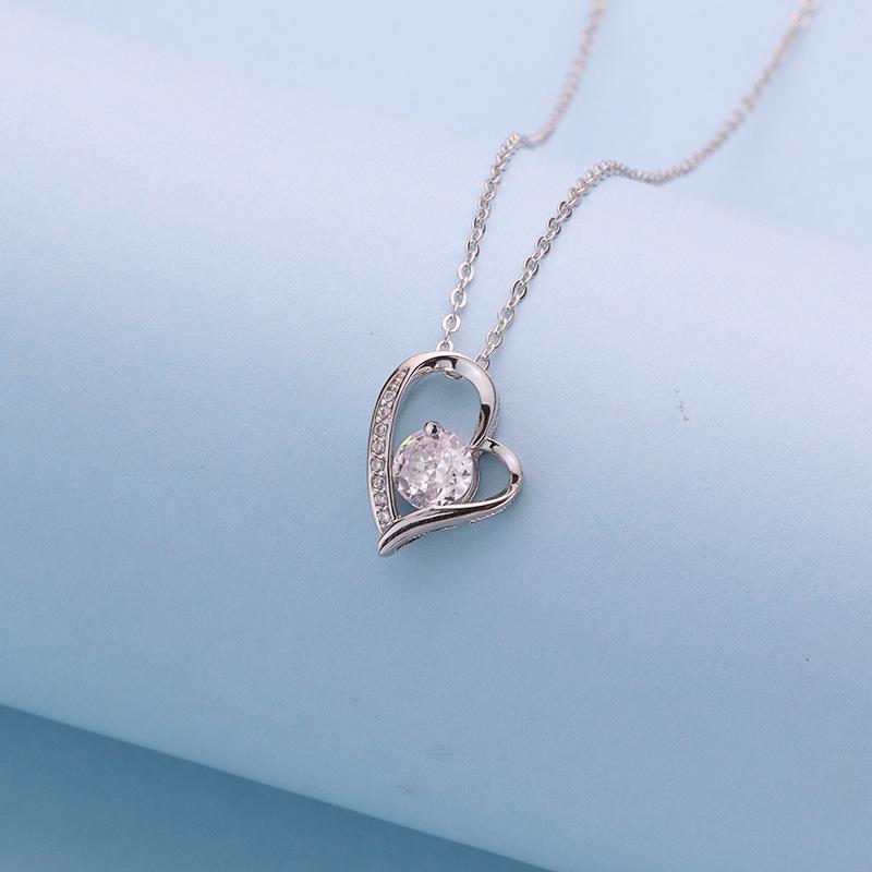 

S925 Sterling Silver Heart Necklace for Women - Korean Style, Minimalist & Elegant Design 925 Sterling Silver