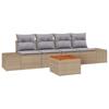 Garden Sofa Set 5 Pcs Beige and Light Grey Poly Rattan