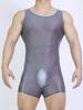 Sexy Men Playsuit Stain Smooth Bodysuit One Pieces Thong Elastic Tights Oil Glossy Shiny Yoga Shaping Maid Leotard Tank Top