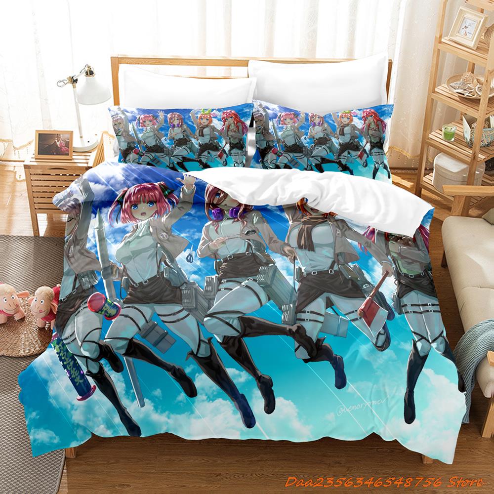 New The Quintessential Quintuplets Bedding Set Cartoon Anime three-piece set Adult Kid Bedroom Duvetcover Sets cama de casa