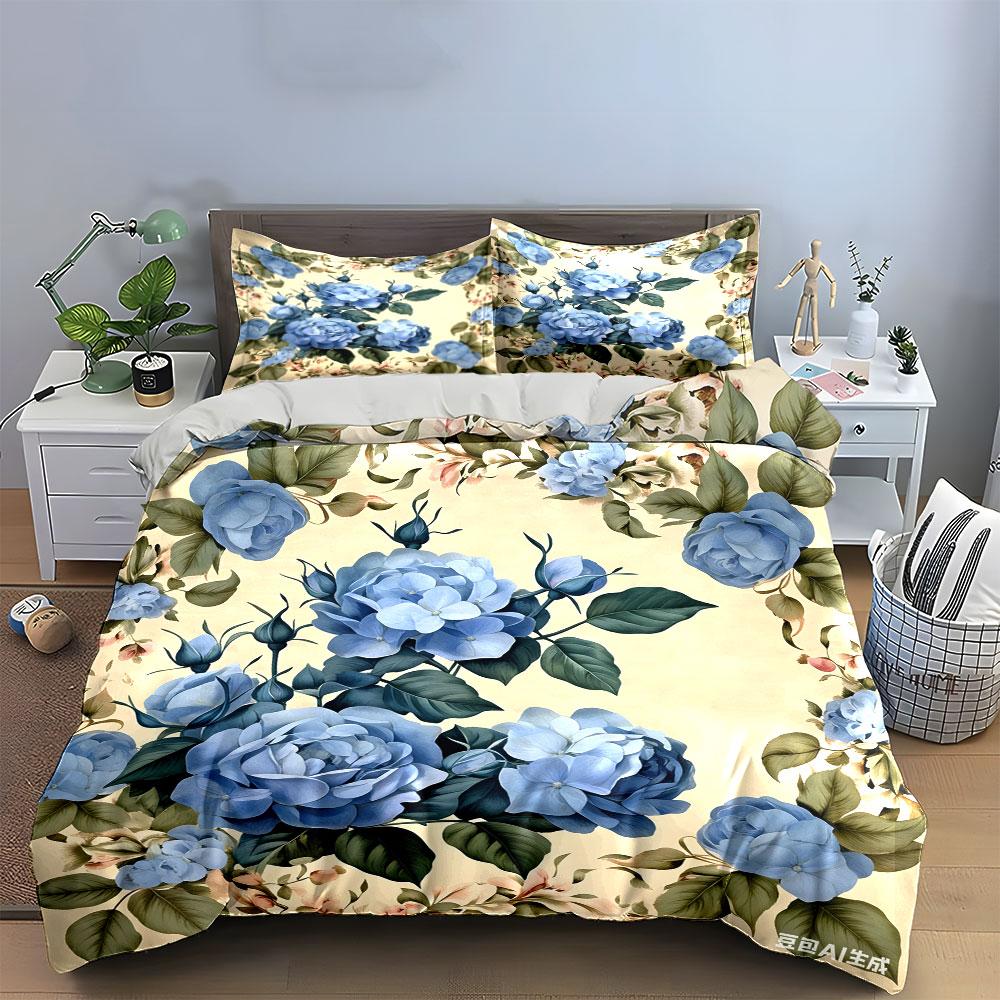 Elegant Floral Three-Piece Set Decor kid's and adults' bedroom decor, Exquisite three-piece bedding set gift