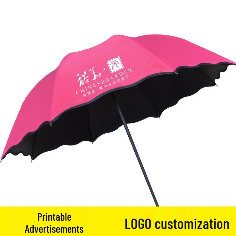 Women's Dual-Use UV Protection Umbrella: Water-Activated Blooming Design, Manual, Sun & Rain Parasol, Black Glue, Large Size.