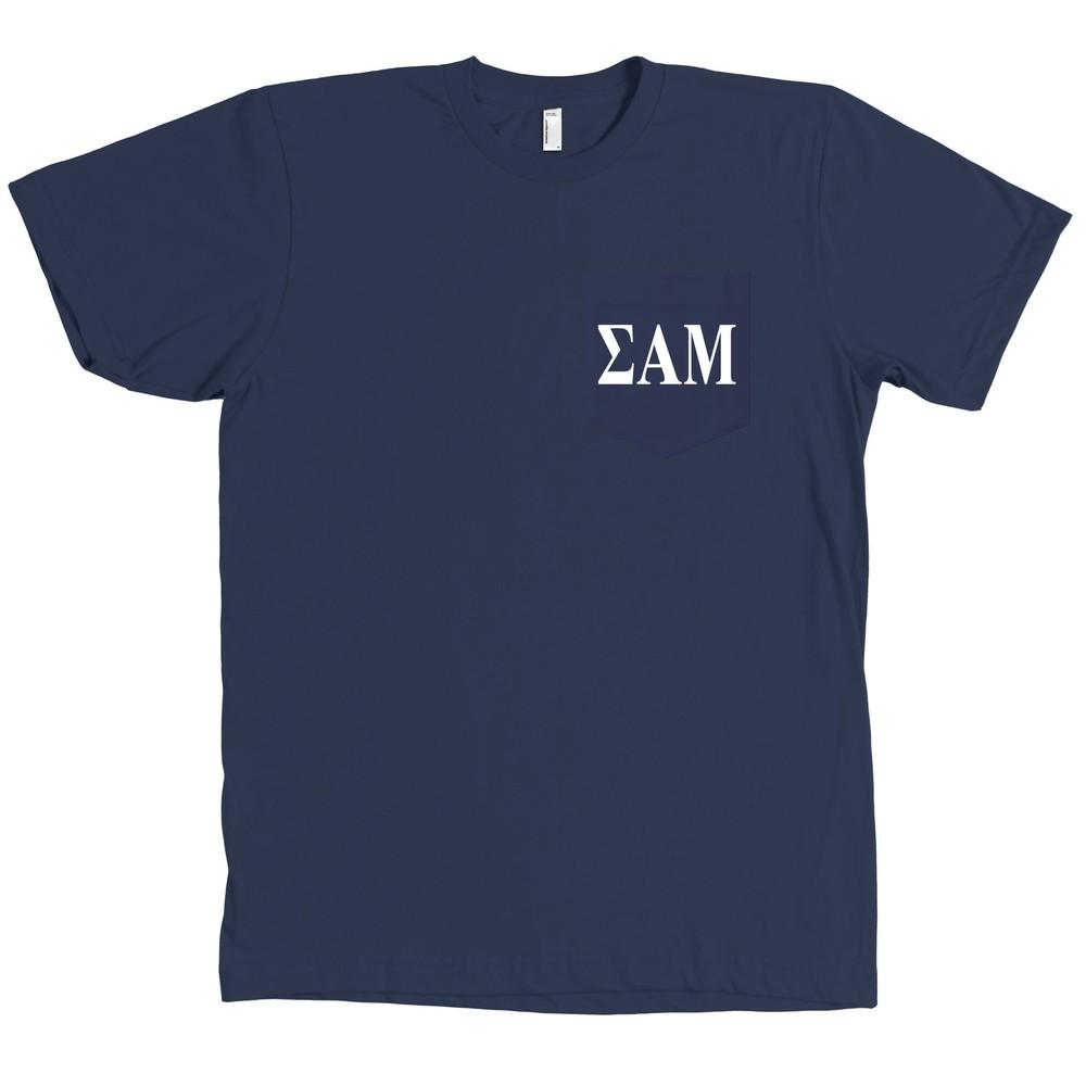 Sigma Alpha Mu Bella + Canvas POCKET Navy Fraternity Letters Tee NEW Unisex T-Shirt