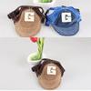 Corduroy Dog Sun Hat Bow Design Pet Cap New Mesh Hat  For Small Dogs Cats
