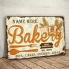 Personalized Bakery Fresh Bread Vintage Metal Sign Rustic Farmhouse Kitchen Wall Decor