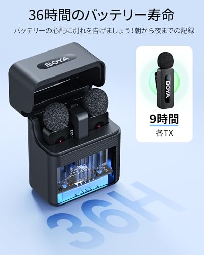 Boya V3 Combo Wireless Microphone - Lavalier Microphone for iPhone & Android Smartphones, 100m Transmission Range, Noise Cancelling, 36 Hours Battery