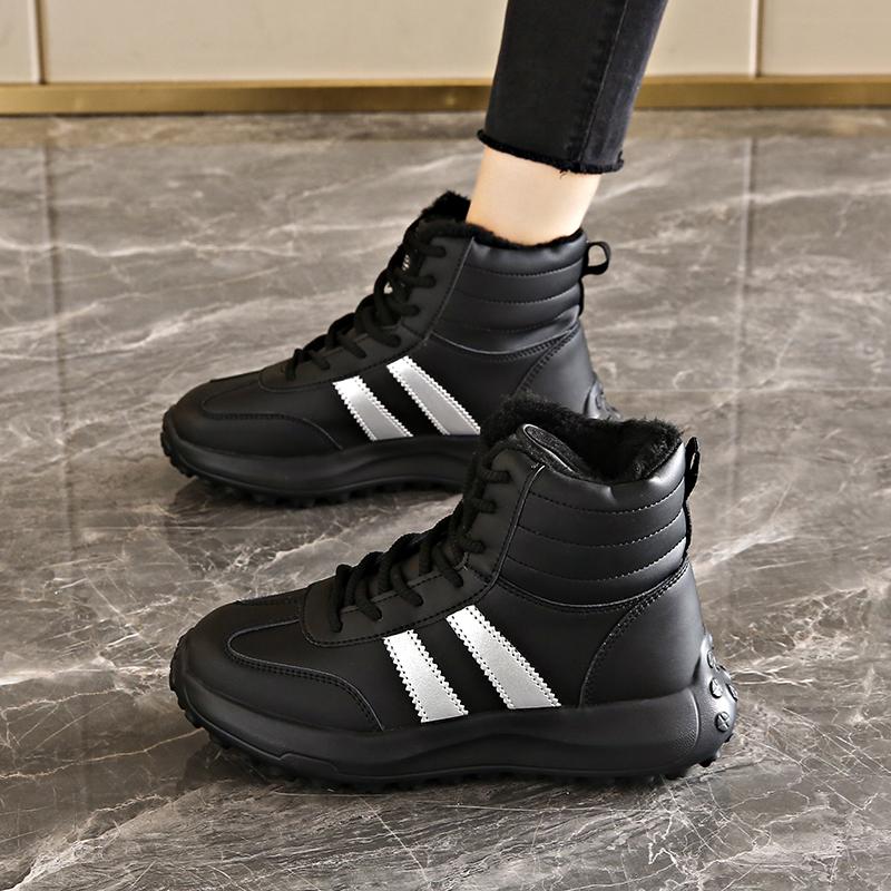 

TUINANLE Хлопковые ботинки Зимние женские кроссовки с высоким верхом Одношаговые с плюшевой подкладкой Толстые хлопковые ботинки 39 чёрный