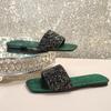 Sequined slippers women's outer wear summer new fashion flat-bottomed rhinestone trendy sandals