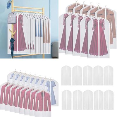 Conjunto de 10 Peças Sacos Protetores de Roupas Respiráveis Com Zíper Conveniente para Armazenamento Sazonal de Ternos e Vestidos