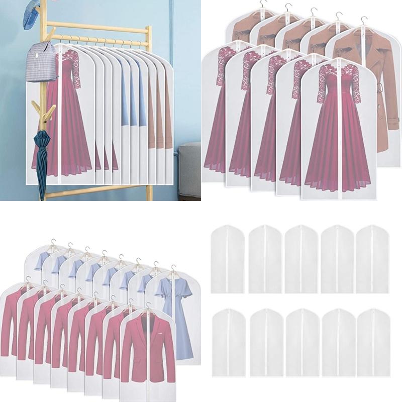 10Pcs Set Breathable Clothes Protector Bags With Zippered Convenient for Seasonal Storage of Suits and Dresses